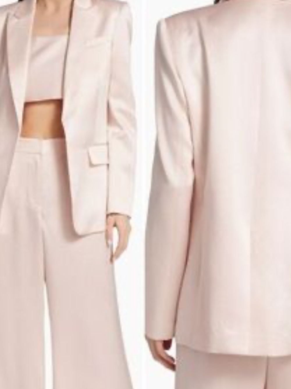 LoveShackFancy Pale Blush silk Suit Jacket